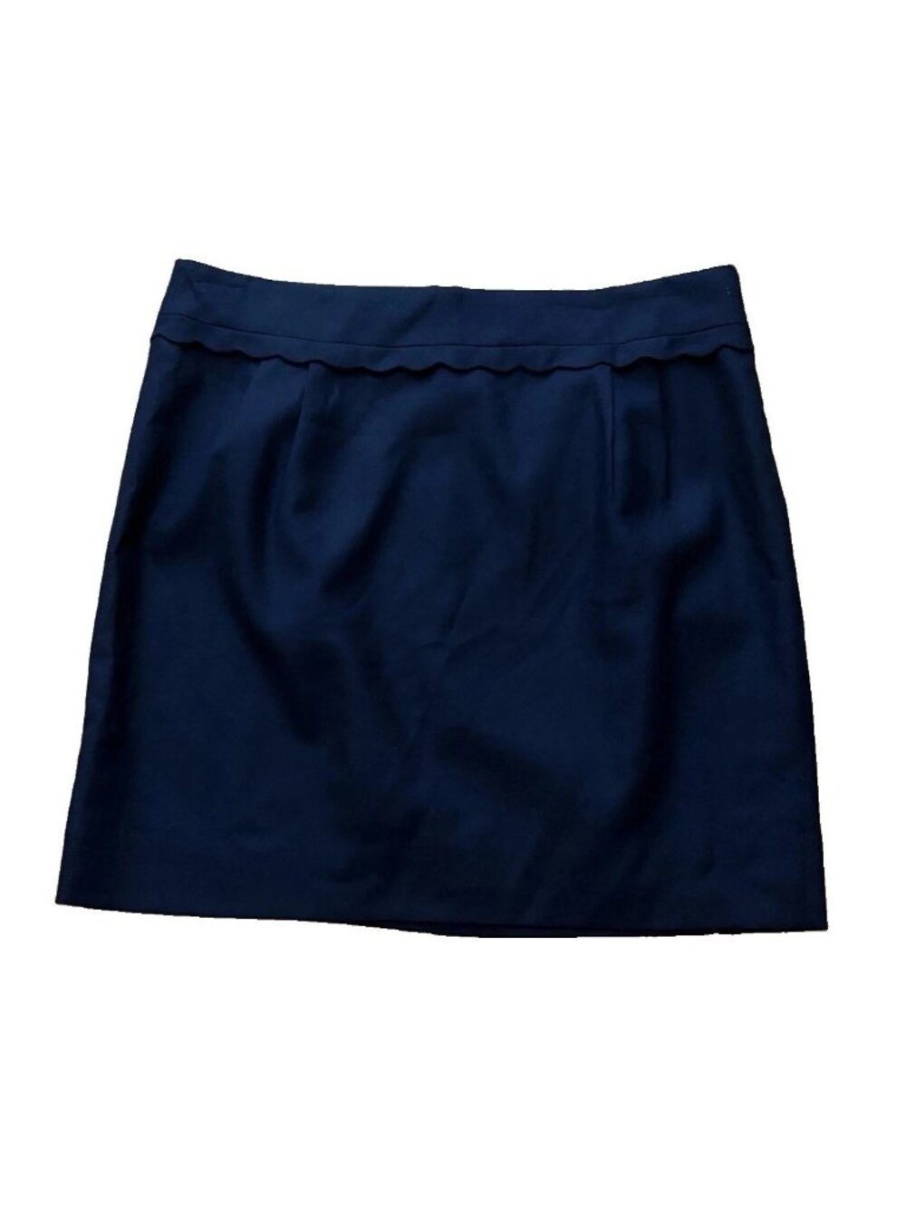 J. Crew Navy Blue Size 8 Wool Scalloped Hem Mini Pencil Skirt Classic Lined